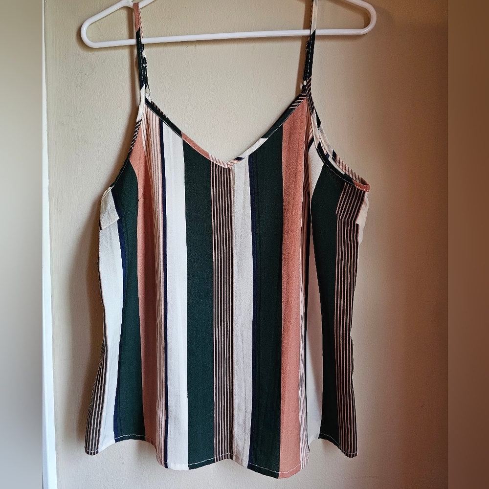 Striped Sleeveless Top - Black, White, Pink